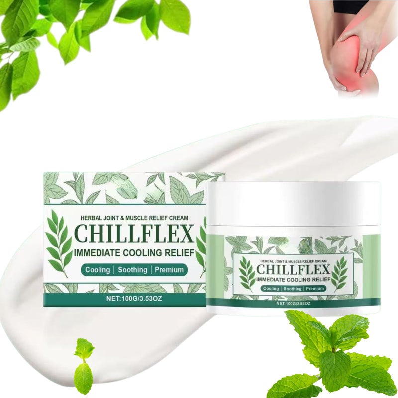 CHILL-Flex Instant Cooling Relief Cream, Soothing Joint & Muscle Gel for Neck, Back, Head, Hands, Feet, 100g Cooling Pain Relief for Active Lifestyles